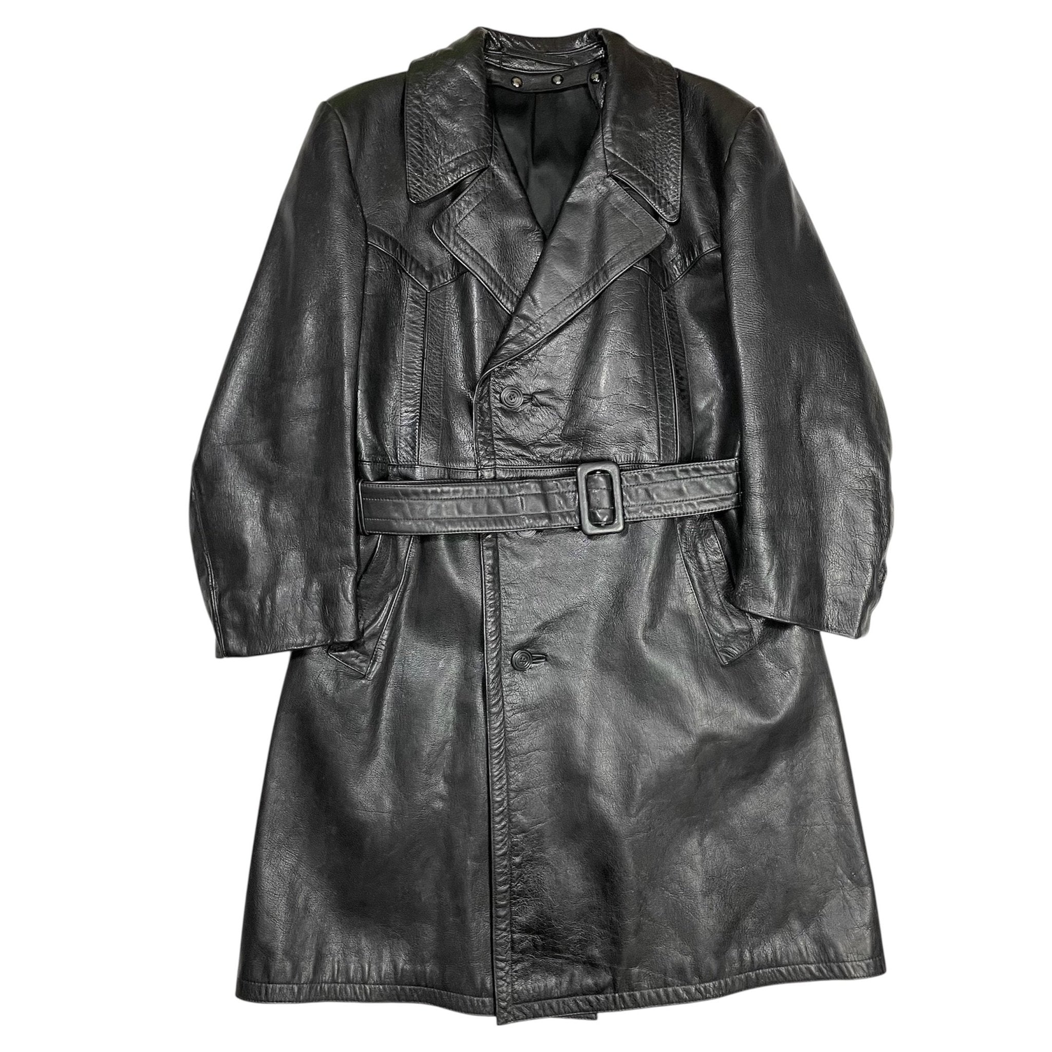 1950s German Motorcycle Leather Coat - Medium