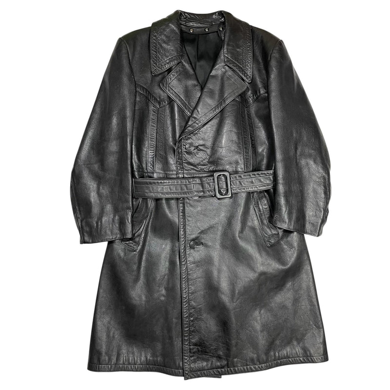 1950s German Motorcycle Leather Coat - Medium