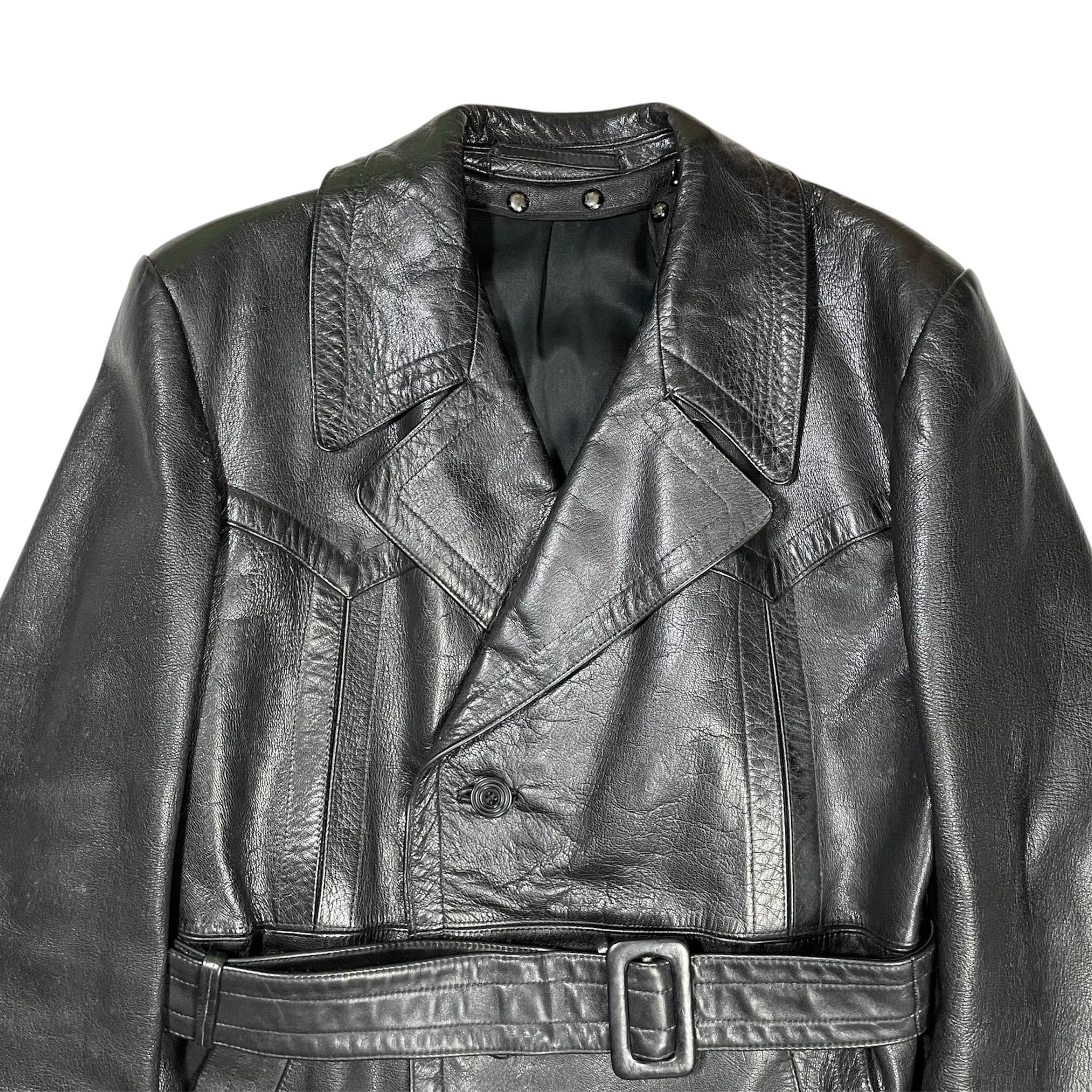 1950s German Motorcycle Leather Coat - Medium