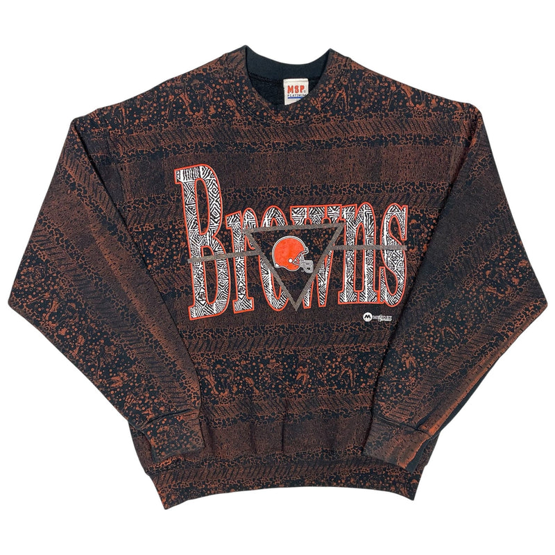 1990s Cleveland Browns Full Print Sweatshirt - Large