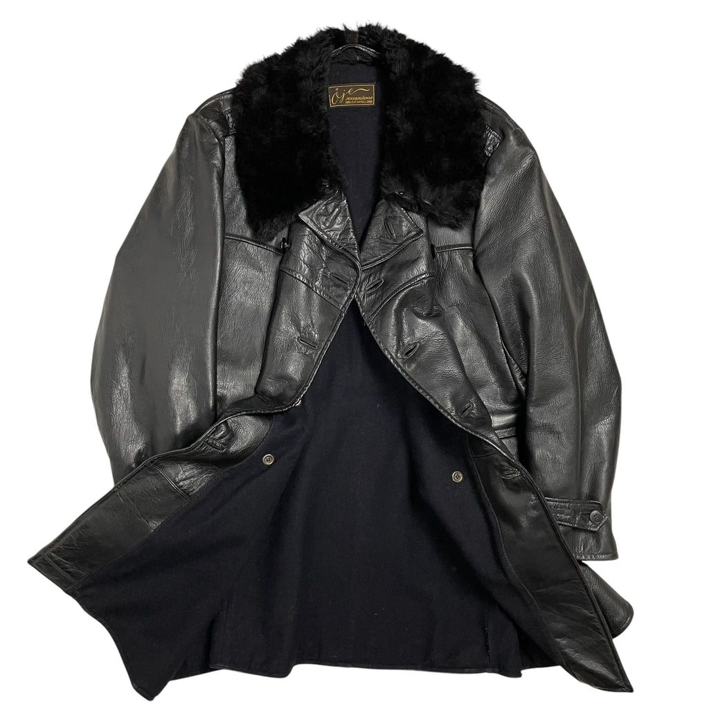 1940s Swedish Navy Goatskin Leather Coat - Large
