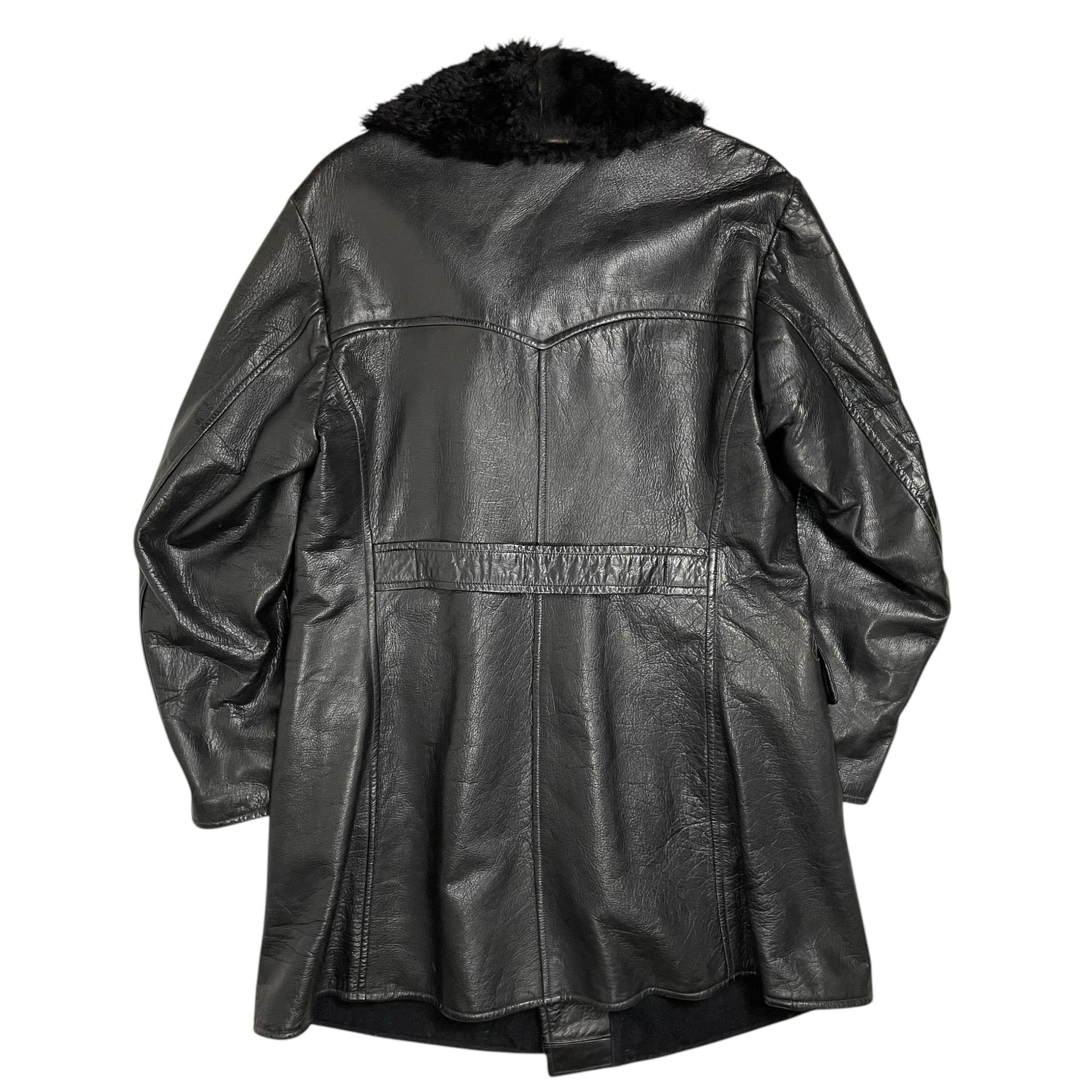 1940s Swedish Navy Goatskin Leather Coat - Large