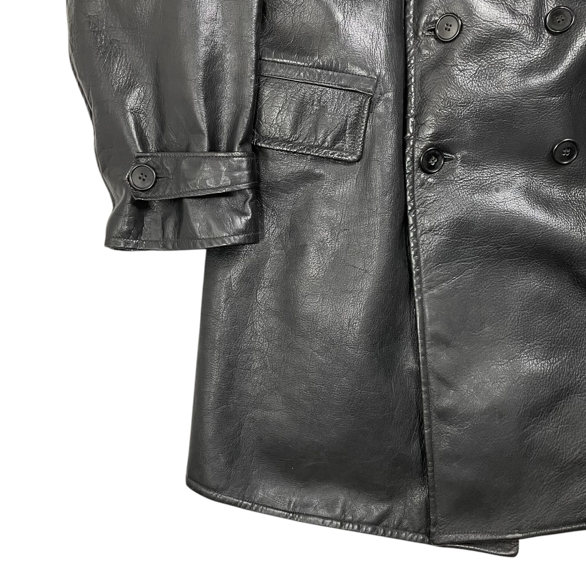 1940s Swedish Navy Goatskin Leather Coat - Large