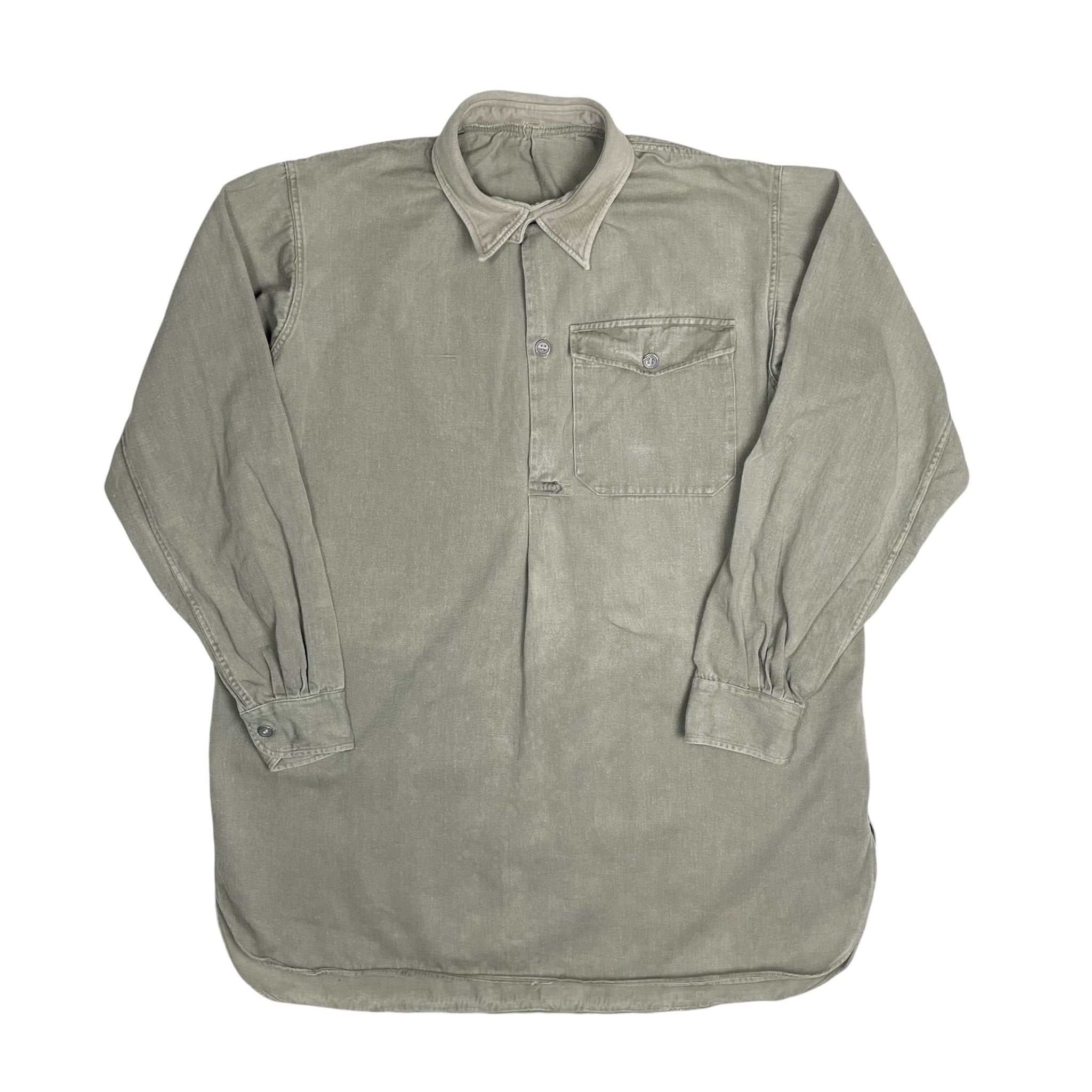 1930s Swedish Army Twill Shirt - Medium