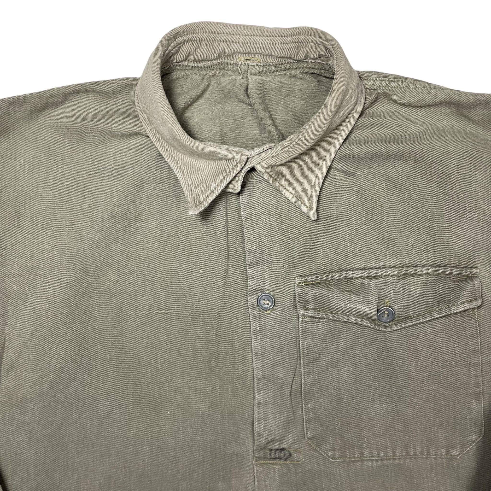 1930s Swedish Army Twill Shirt - Medium