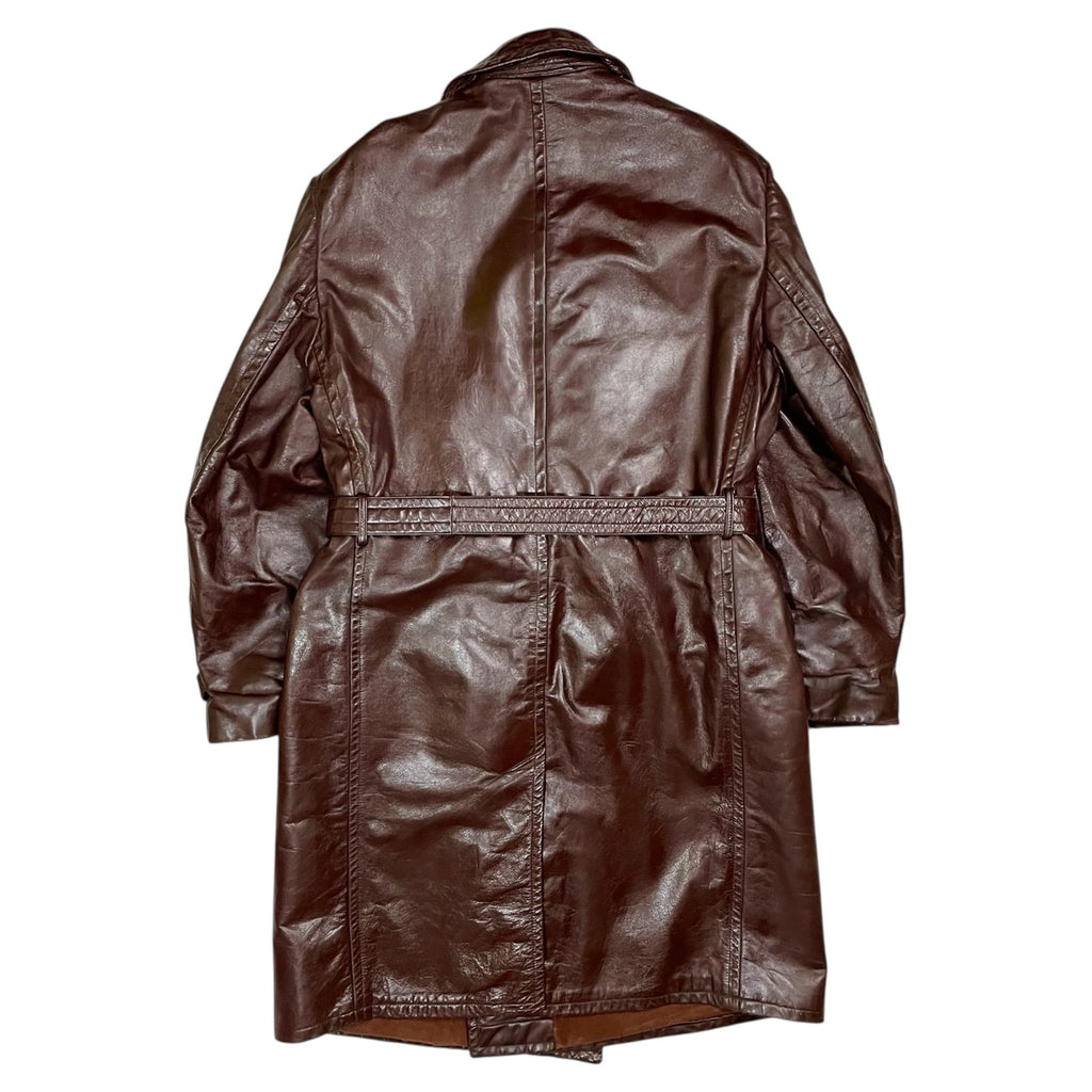 1940s WWII Czech Army Leather Coat - Large