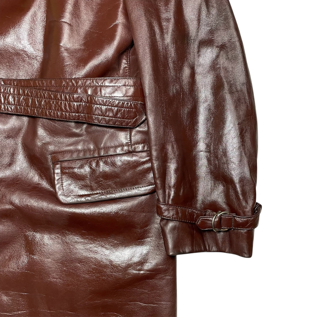 1940s WWII Czech Army Leather Coat - Large