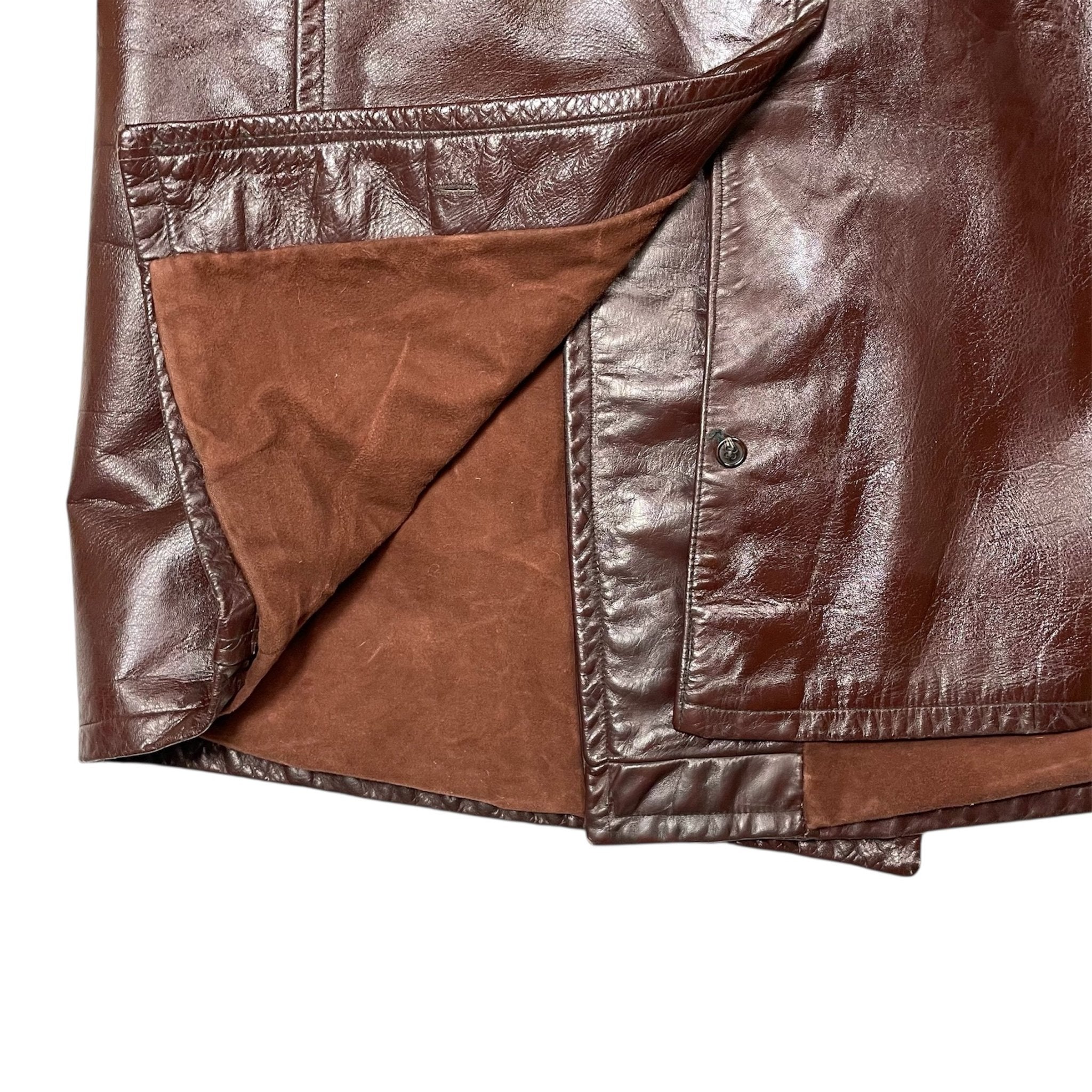 1940s WWII Czech Army Leather Coat - Large