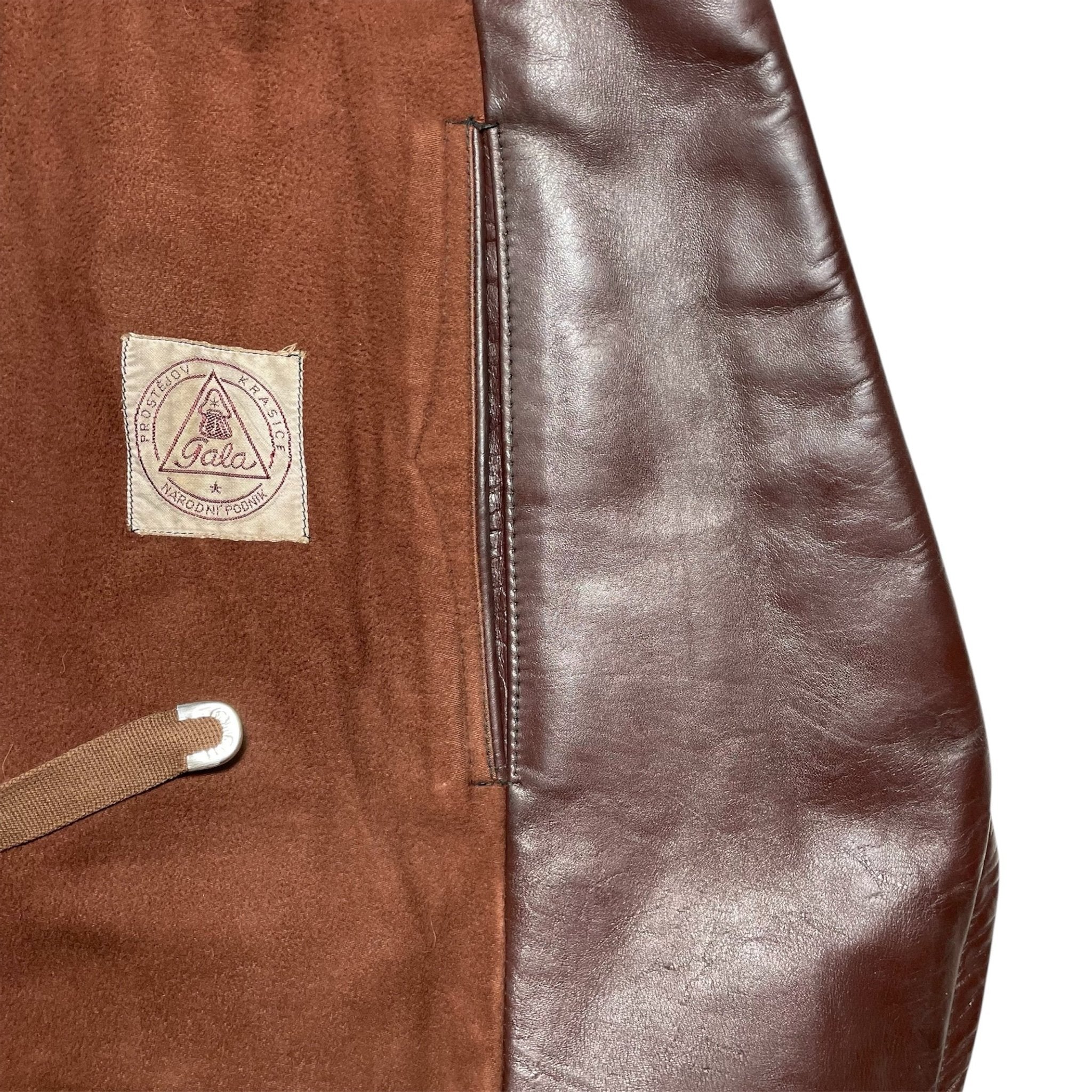 1940s WWII Czech Army Leather Coat - Large