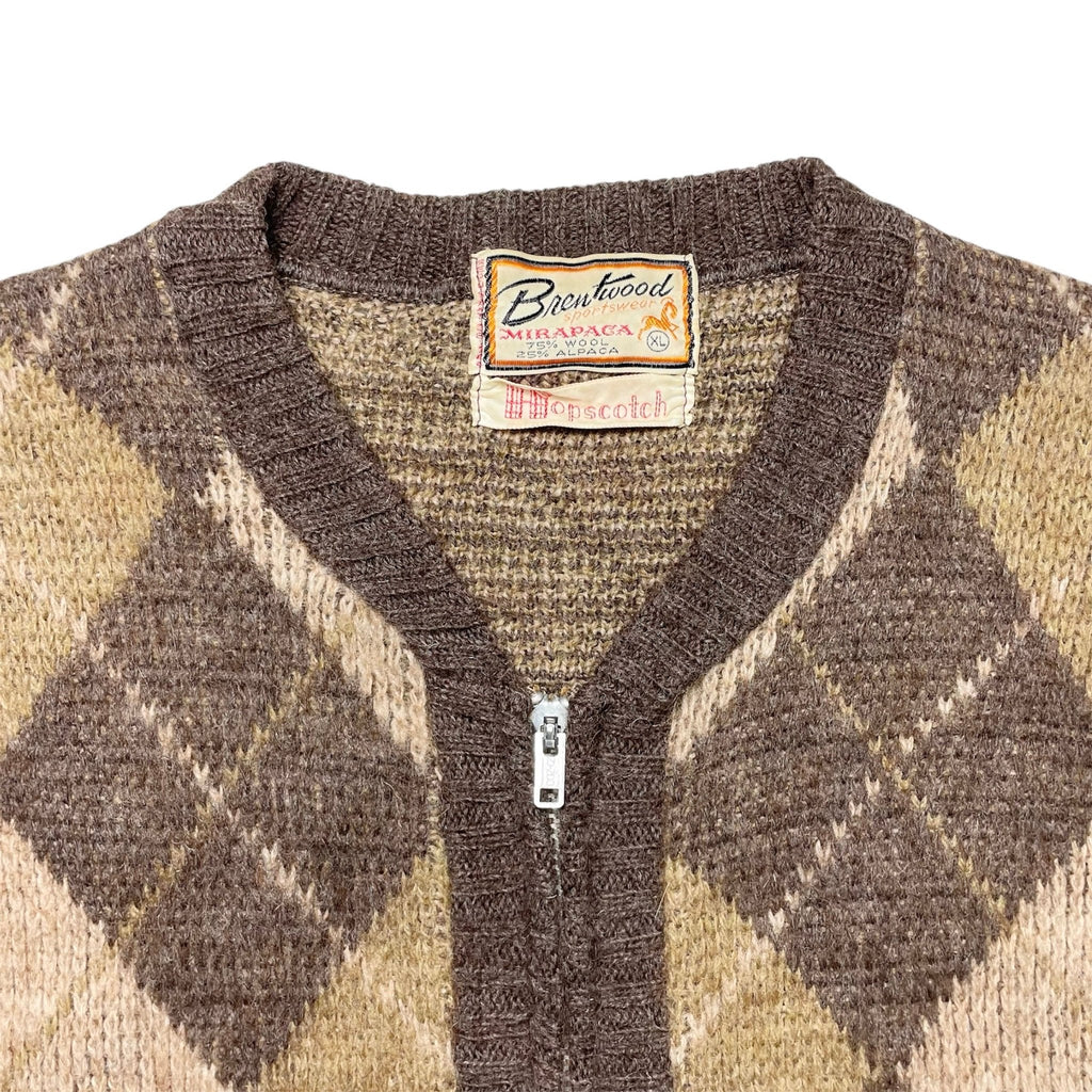 1950s Brentwood Argyle Knit Cardigan - M/L