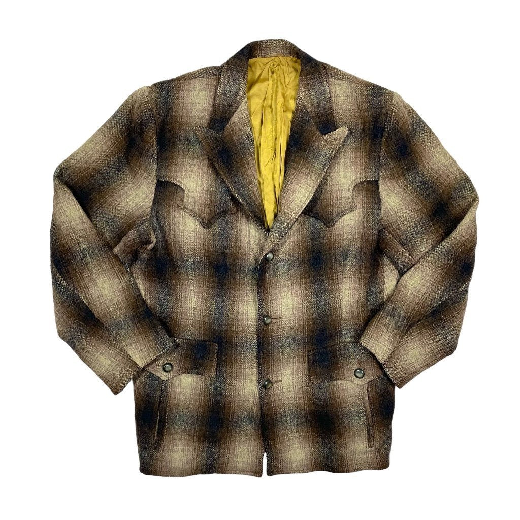 1950s Shadow Plaid Western Pioneer Jacket - Medium