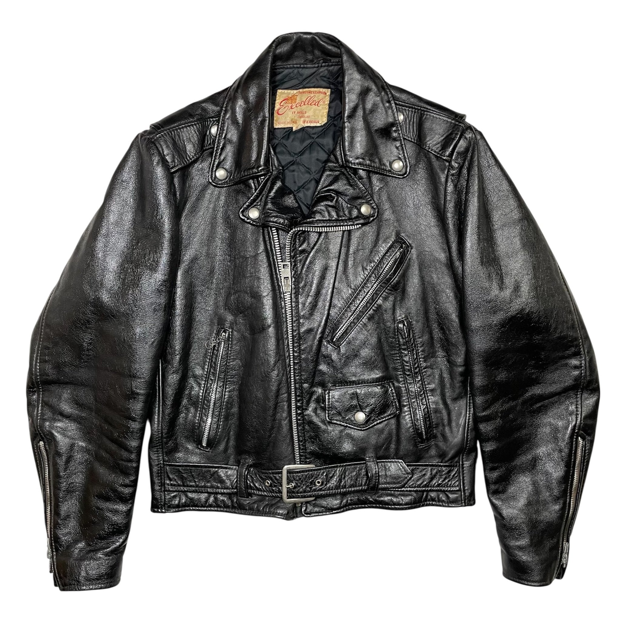 1960s Excelled Biker Leather Jacket - Medium