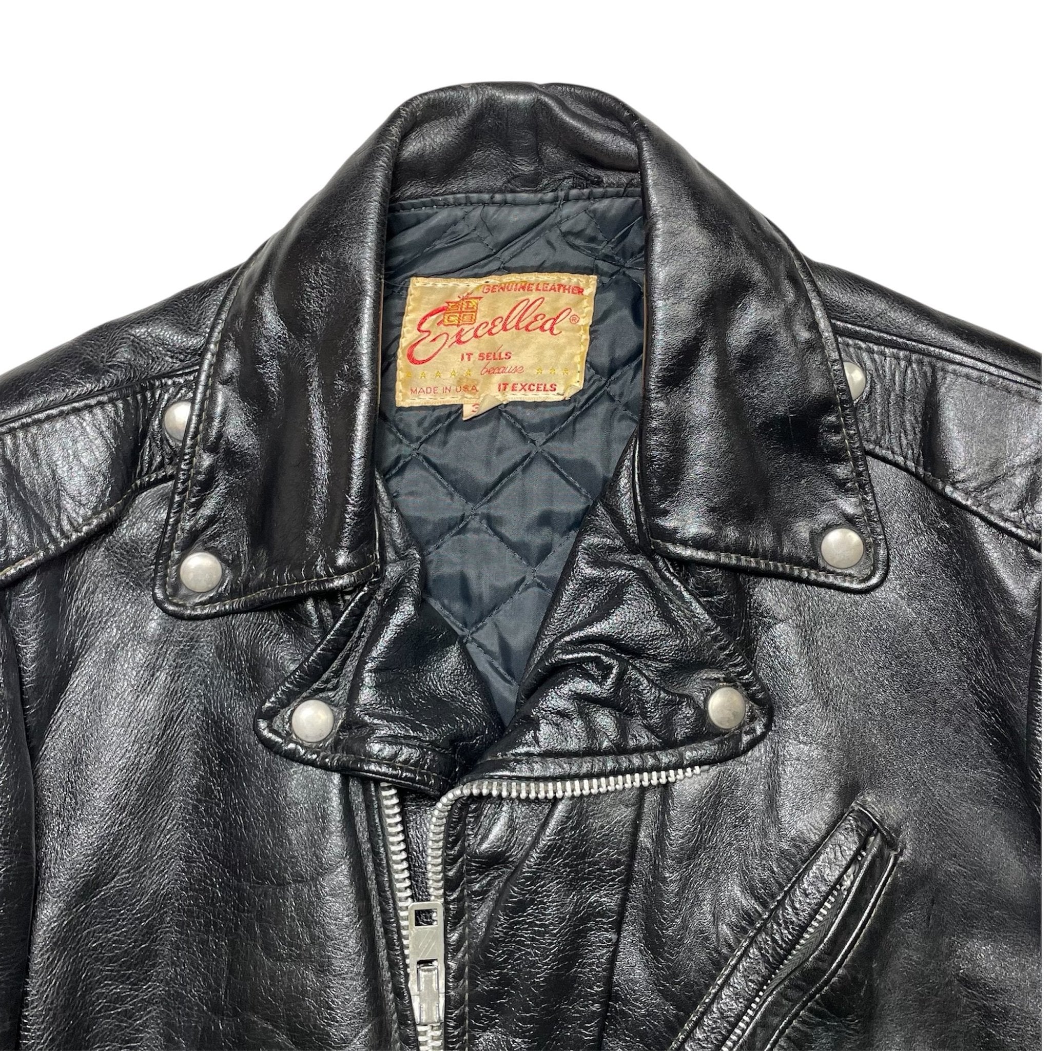 1960s Excelled Biker Leather Jacket - Medium