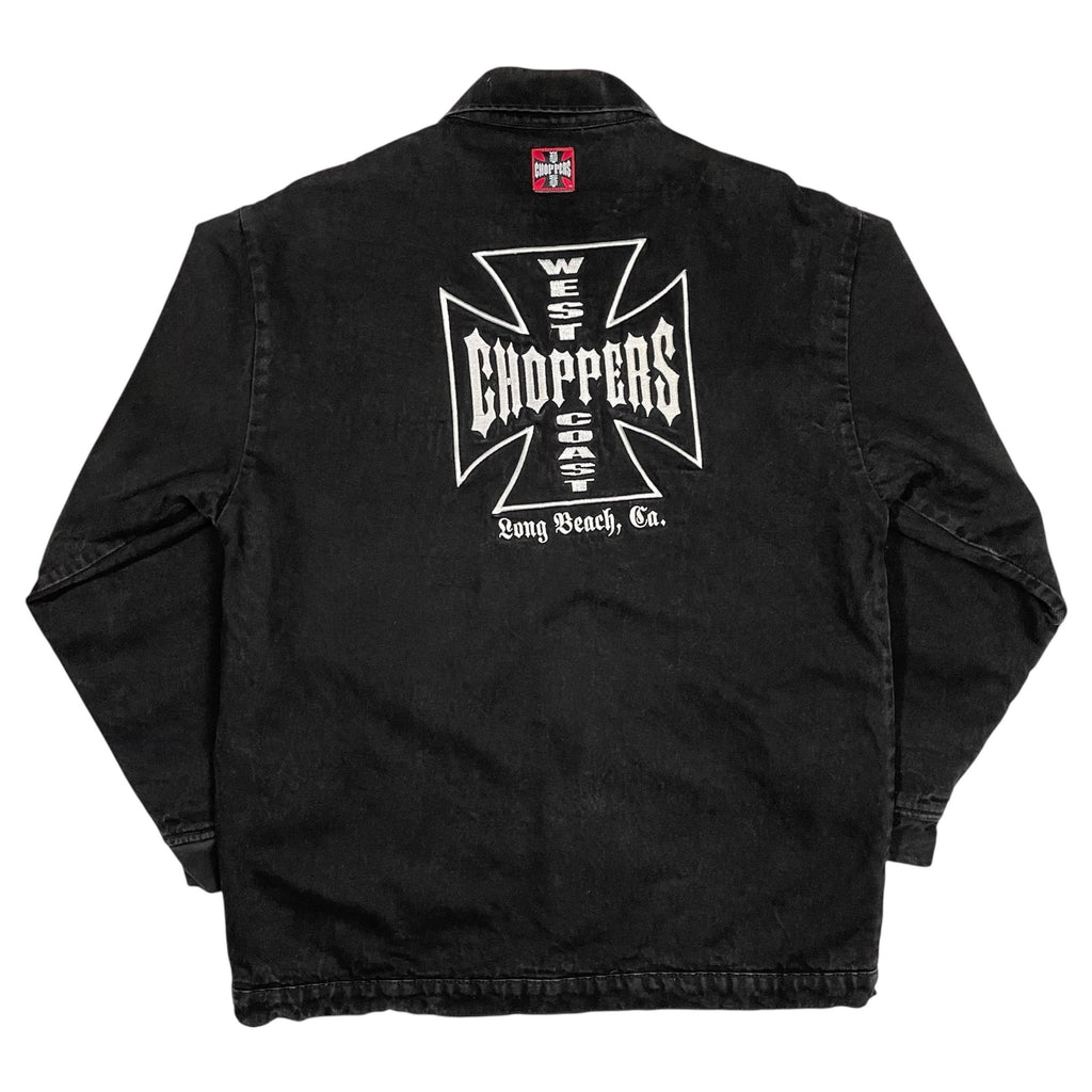 1990s West Coast Choppers Black Denim Chore Jacket - Large