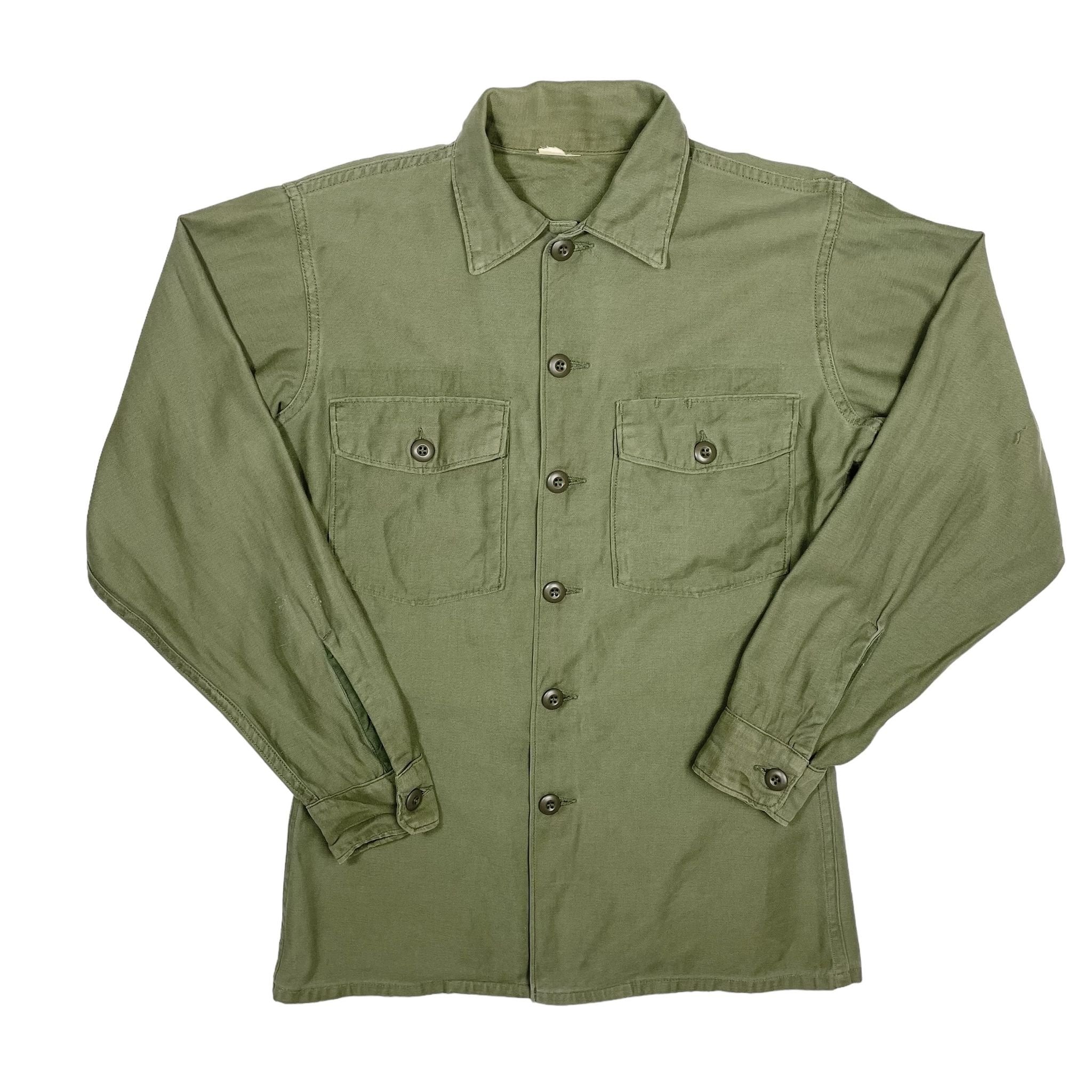 1960s US Army Vietnam War Embroidery Fatigue Shirt - Medium