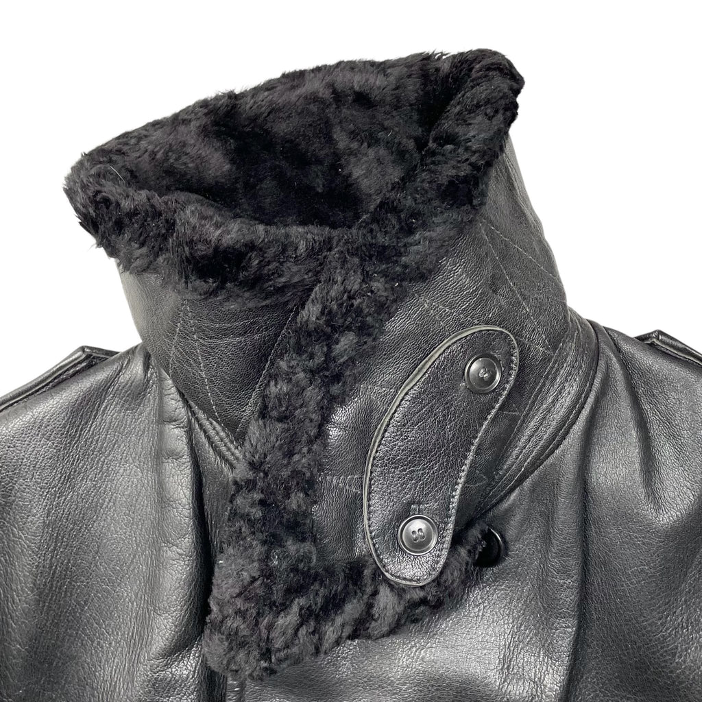 1940s Swedish Army Horsehide Leather Coat - M/L