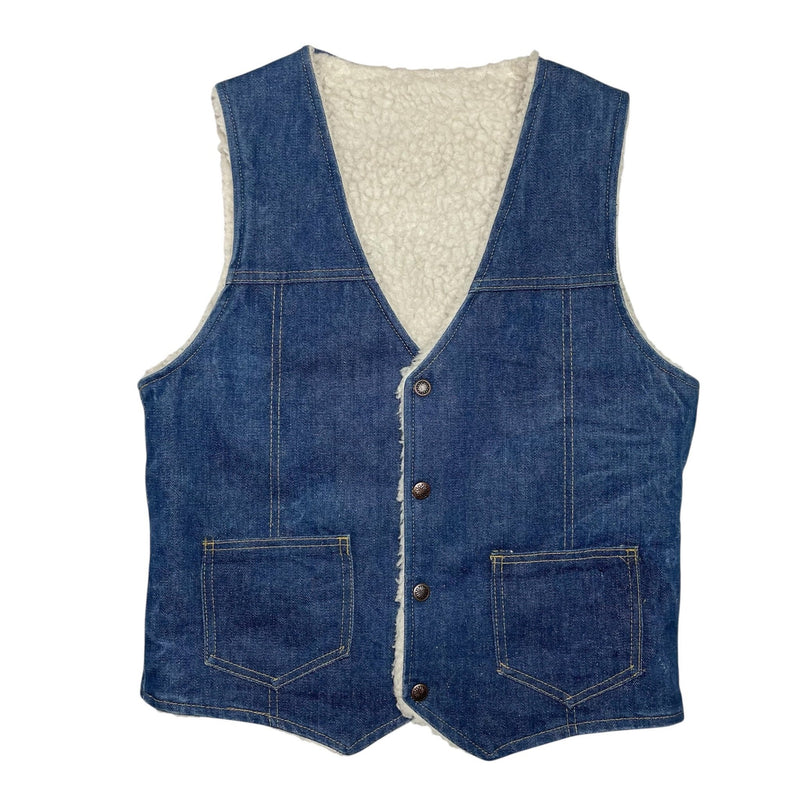 1970s Montgomery Ward Sherpa Denim Vest - Small