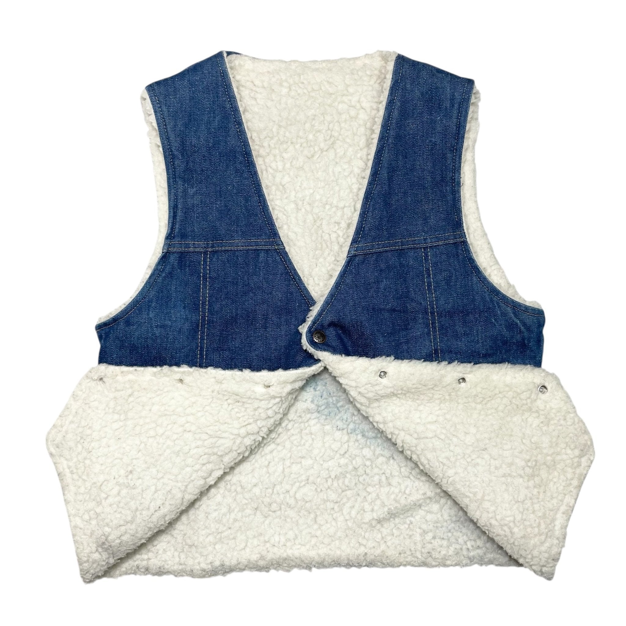 1970s Montgomery Ward Sherpa Denim Vest - Small