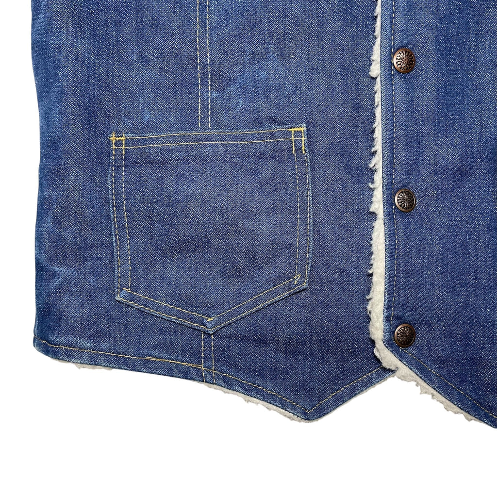 1970s Montgomery Ward Sherpa Denim Vest - Small