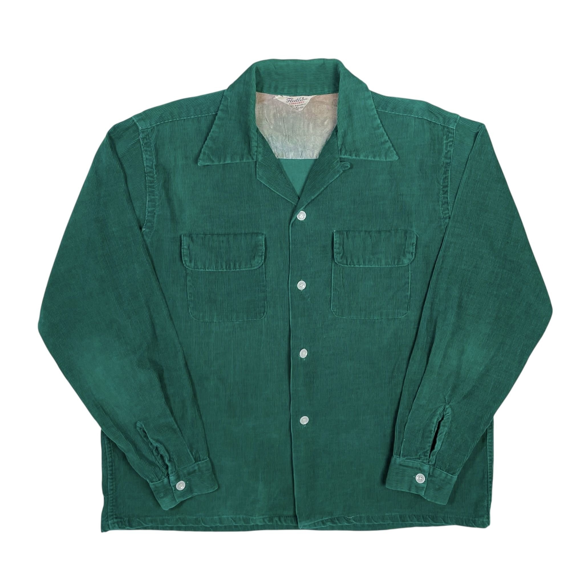 1950s Corduroy Camp Collar Shirt - Large
