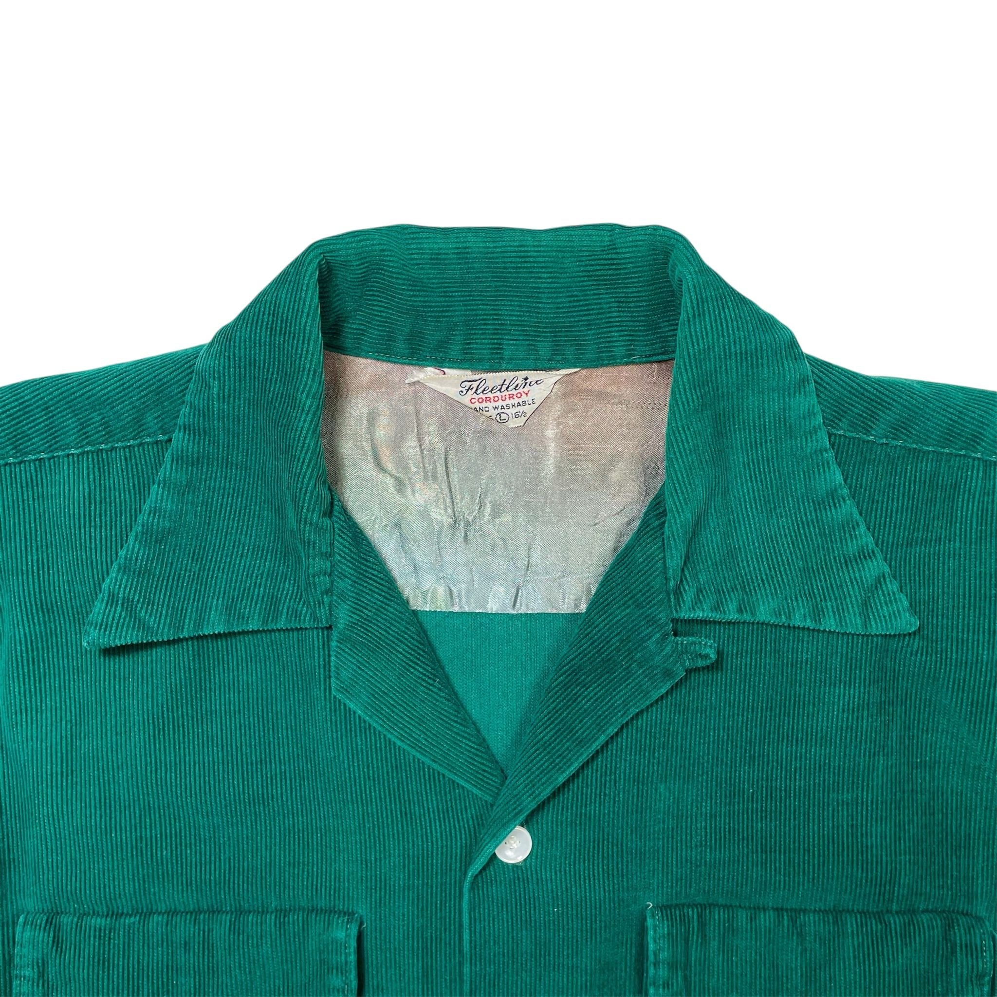 1950s Corduroy Camp Collar Shirt - Large