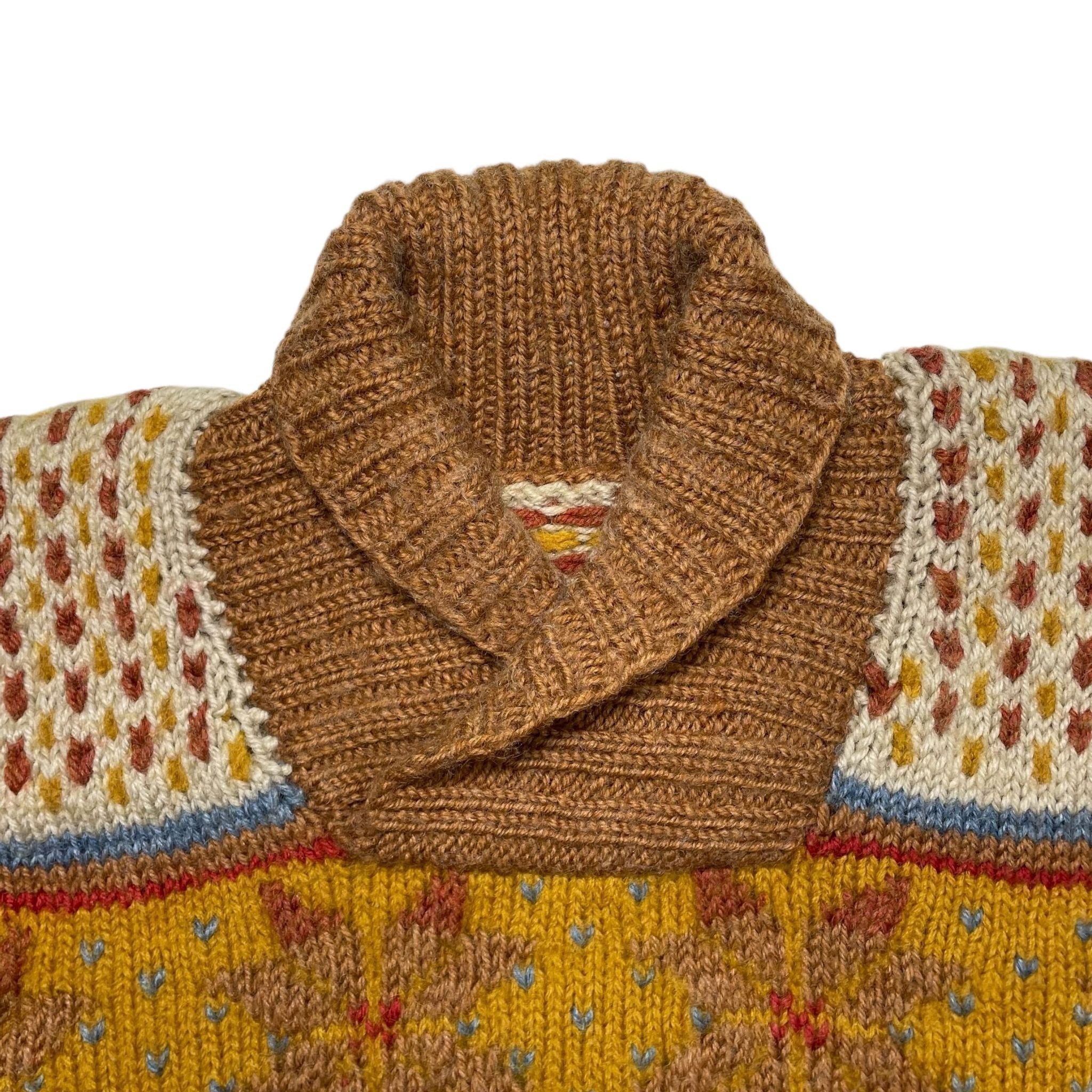1950s Shawl Collar Knit Sweater - Medium