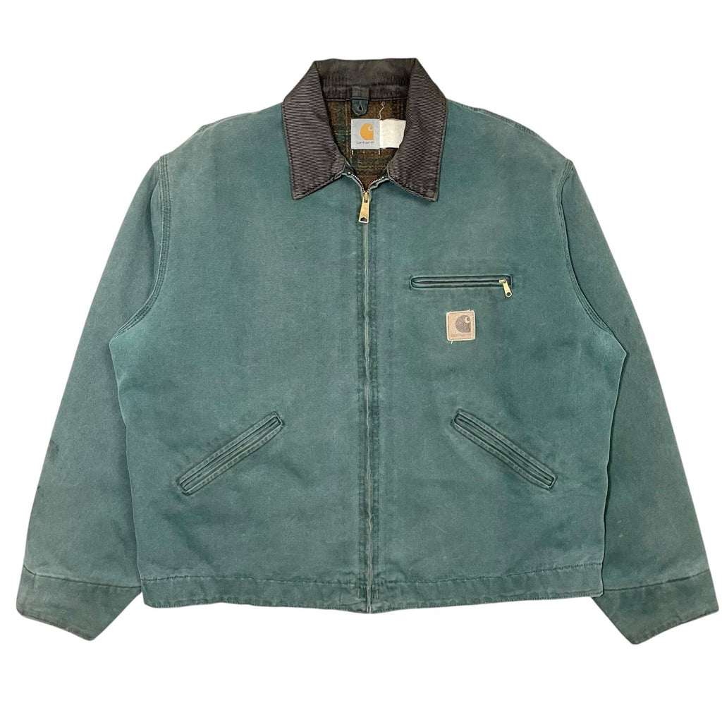 1990s Carhartt Detroit Faded Hunter Green Jacket - L/XL