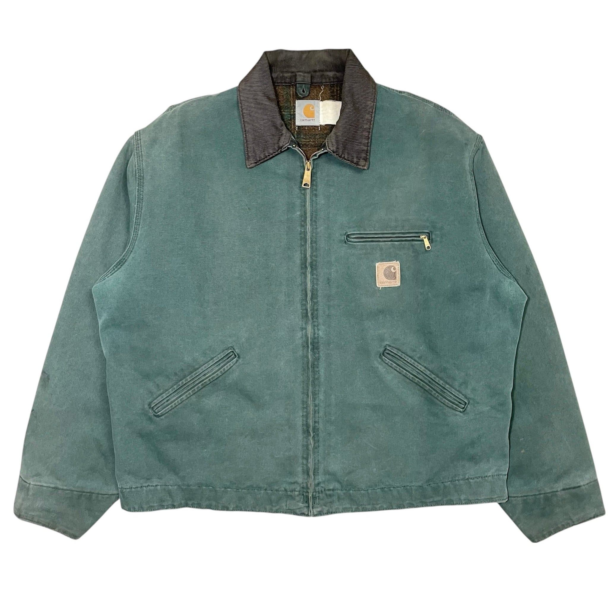 1990s Carhartt Detroit Faded Hunter Green Jacket - L/XL