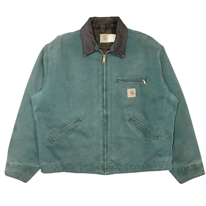 1990s Carhartt Detroit Faded Hunter Green Jacket - L/XL