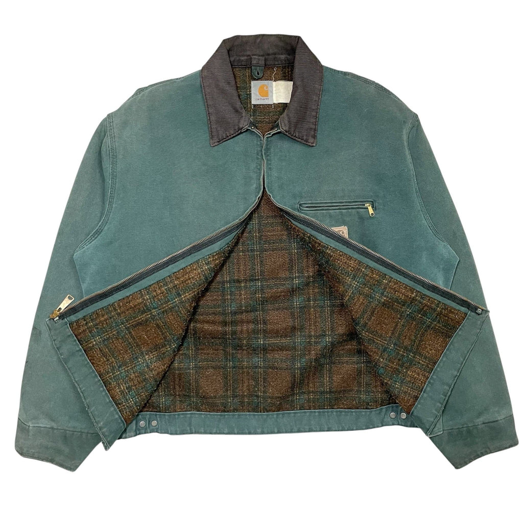 1990s Carhartt Detroit Faded Hunter Green Jacket - L/XL