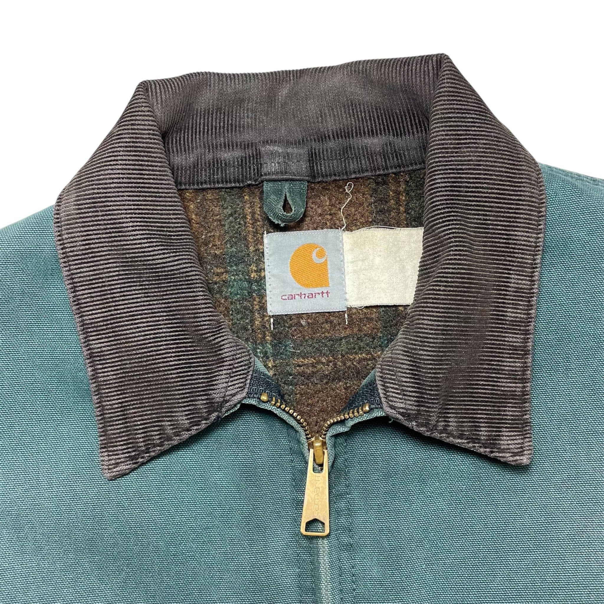 1990s Carhartt Detroit Faded Hunter Green Jacket - L/XL