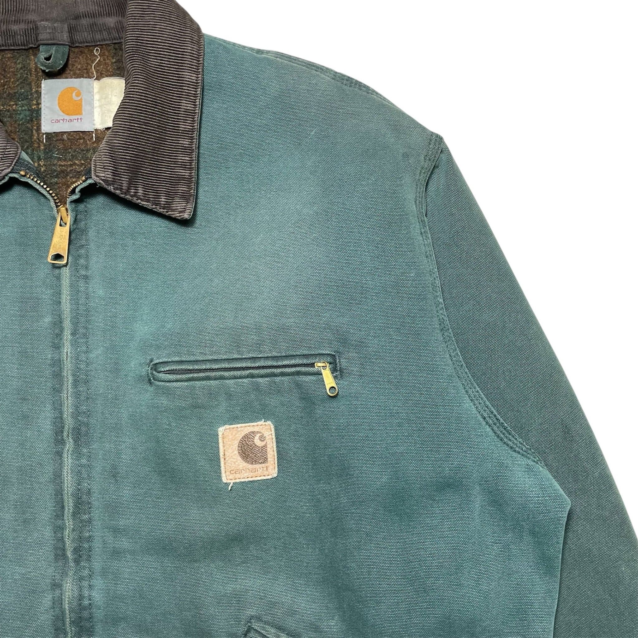 1990s Carhartt Detroit Faded Hunter Green Jacket - L/XL