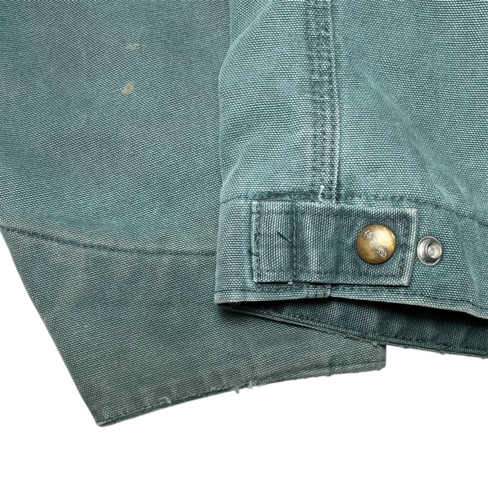1990s Carhartt Detroit Faded Hunter Green Jacket - L/XL