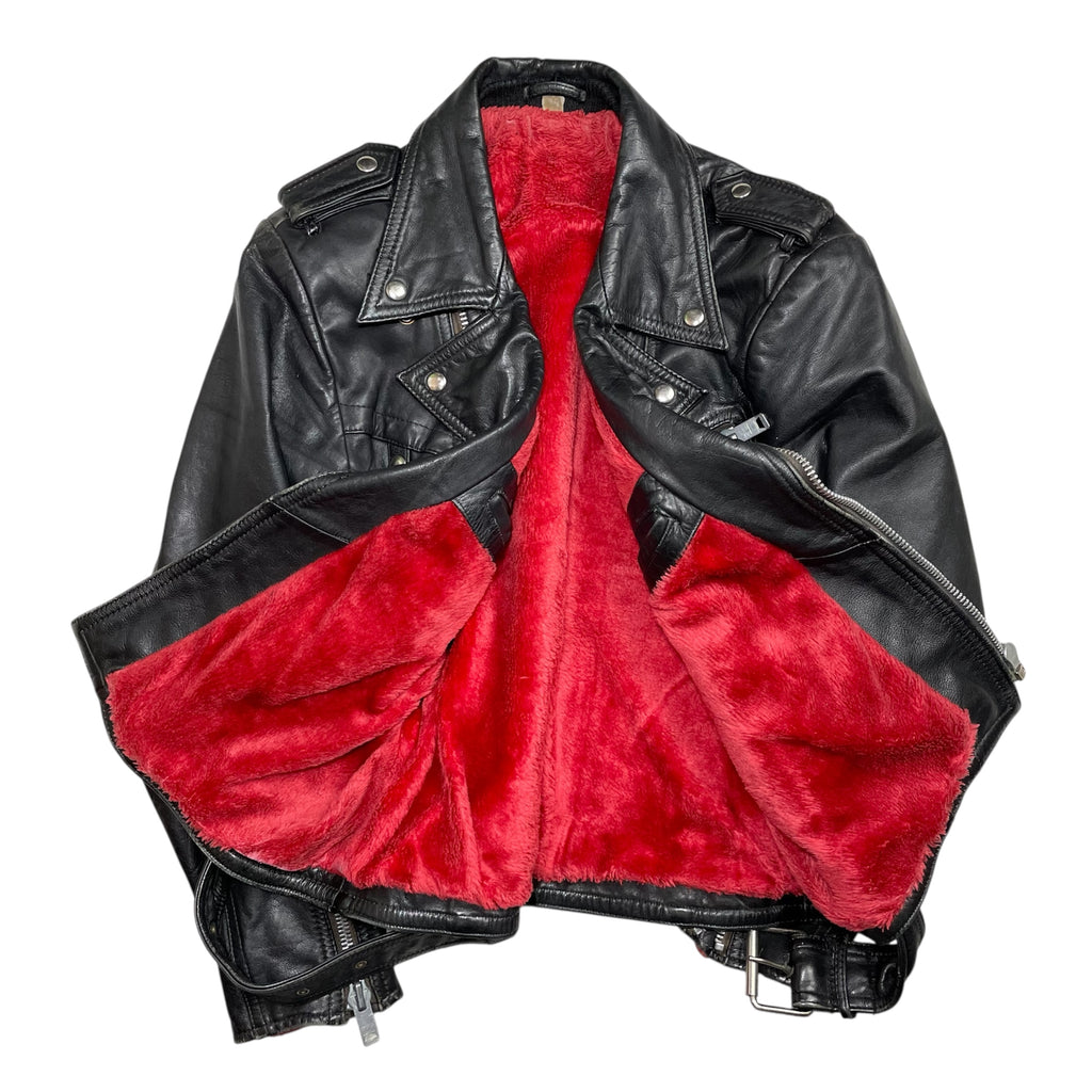 1970s Black Leather Biker Jacket by Texman - Small