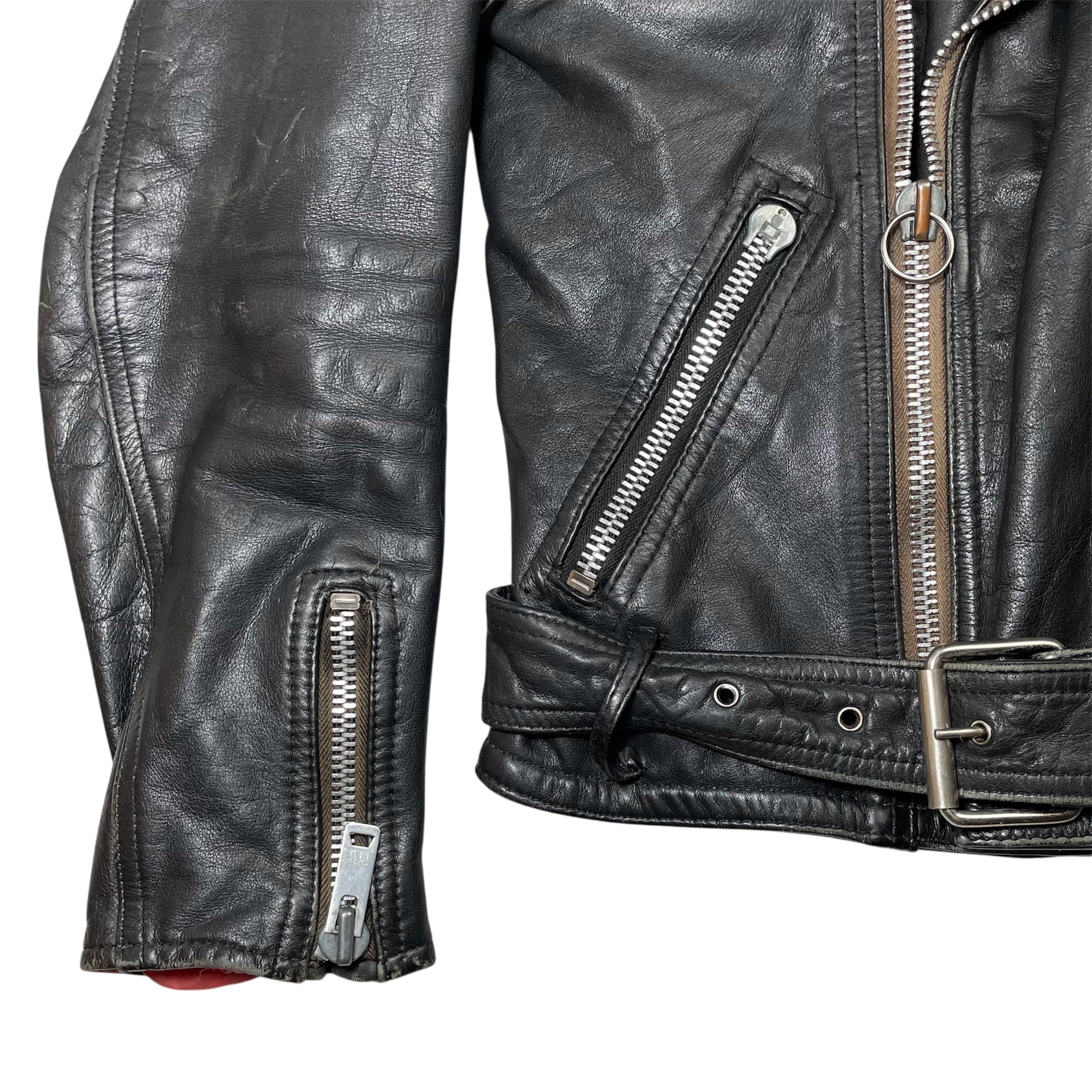 1970s Black Leather Biker Jacket by Texman - Small