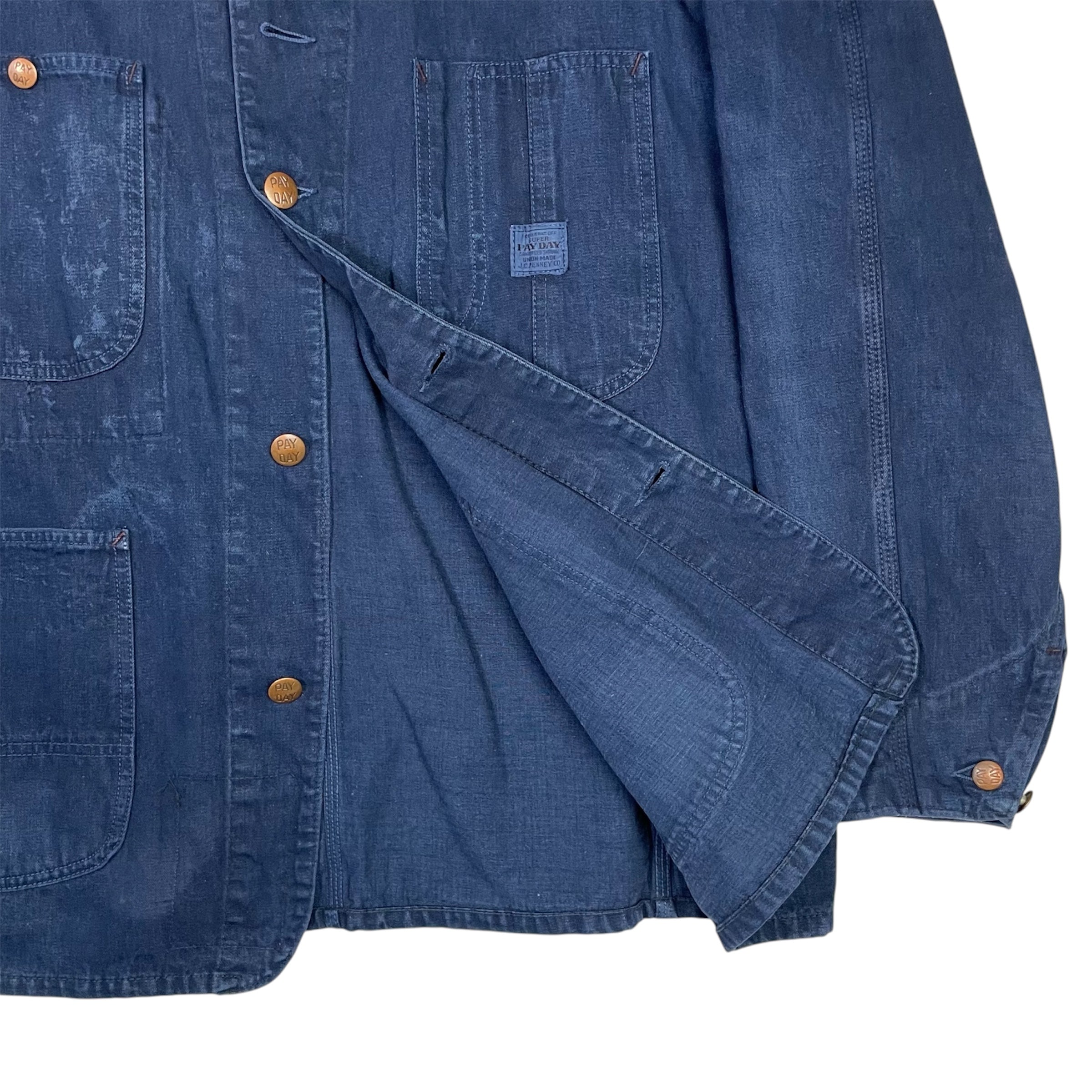 1950s J.C. Penney Co Pay Day Denim Chore Coat - Large