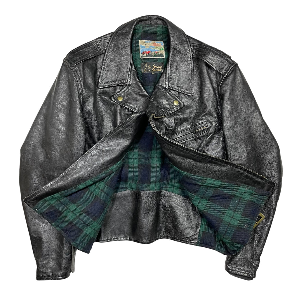 1990s Aero Leather Co Motorcycle Steerhide Leather Jacket - Large
