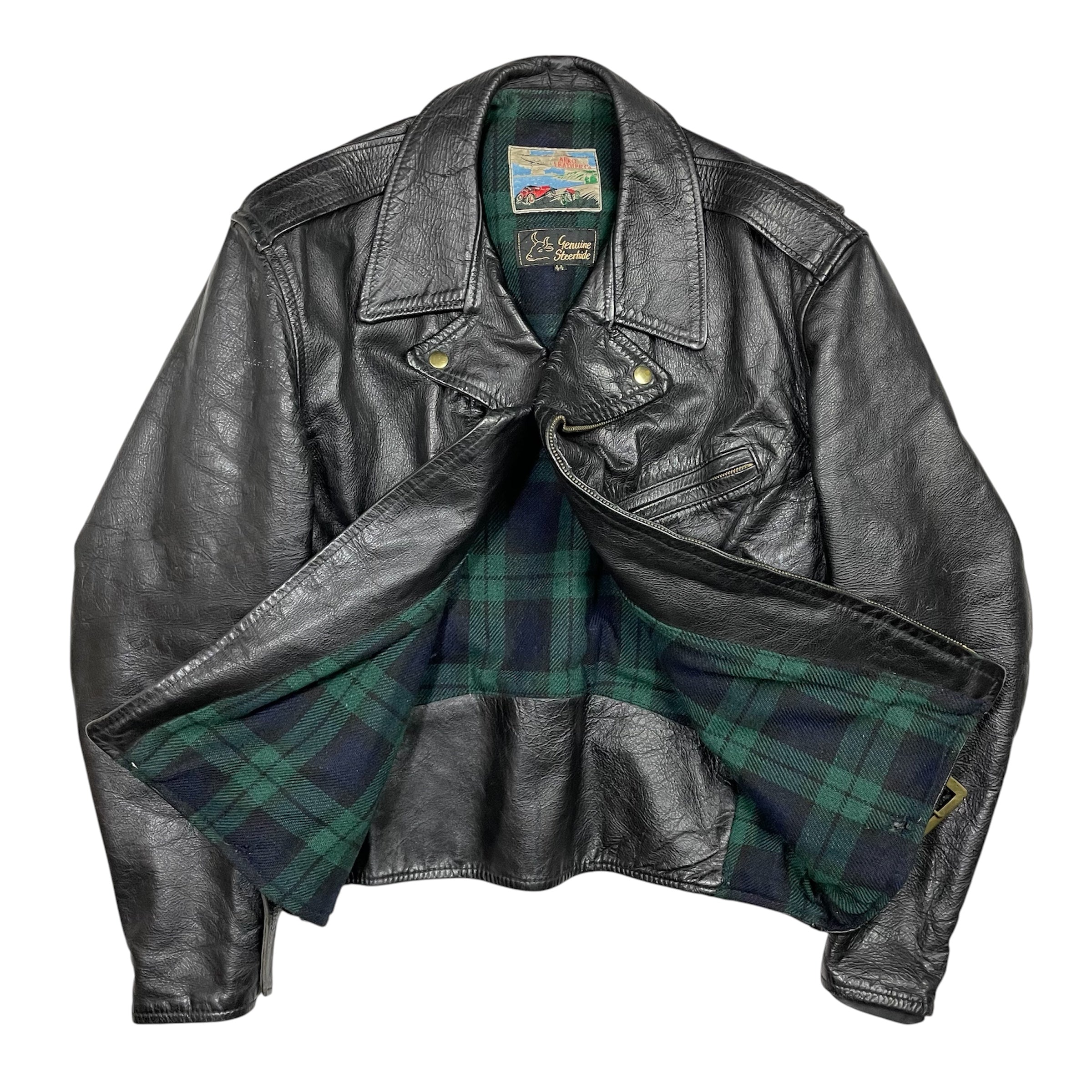 1990s Aero Leather Co Motorcycle Steerhide Leather Jacket - Large