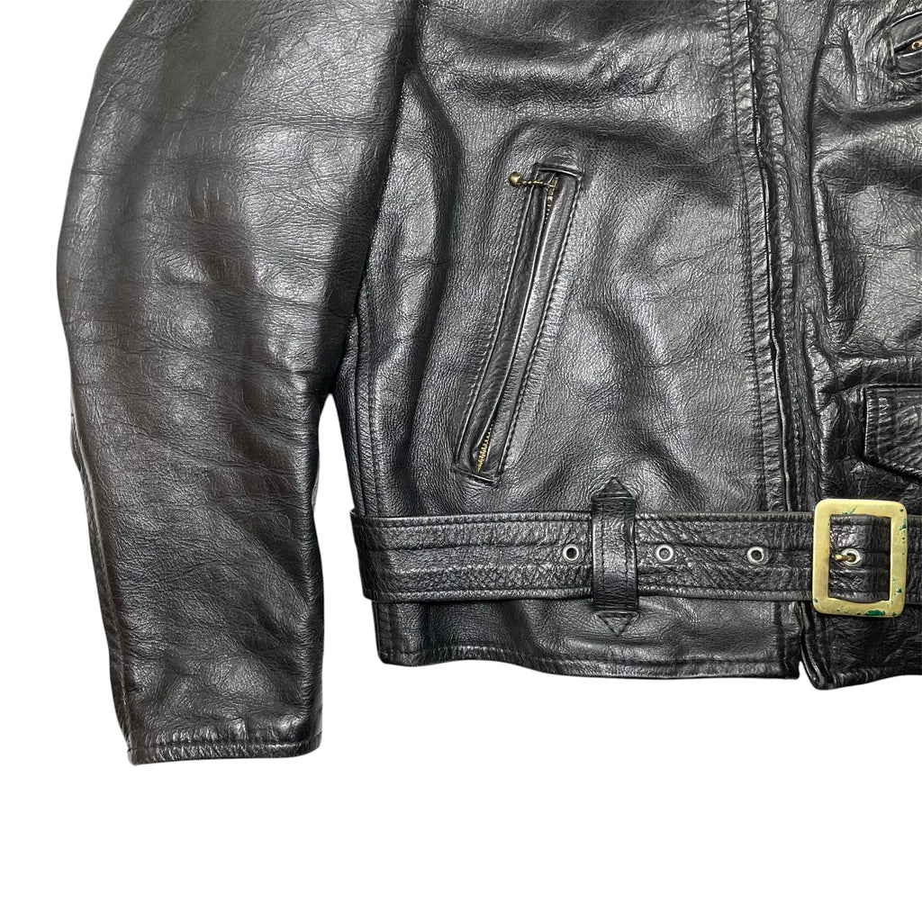 1990s Aero Leather Co Motorcycle Steerhide Leather Jacket - Large