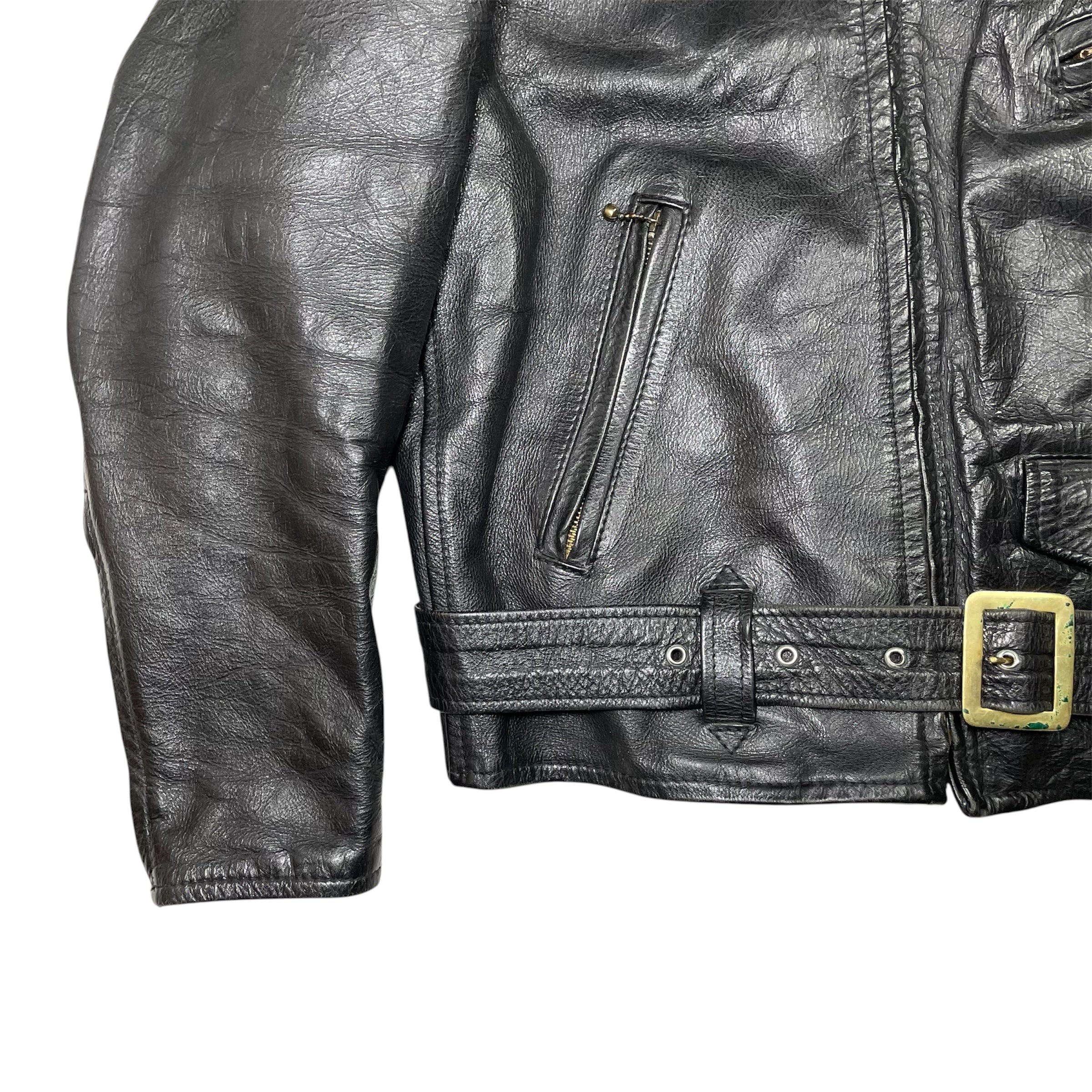 1990s Aero Leather Co Motorcycle Steerhide Leather Jacket - Large