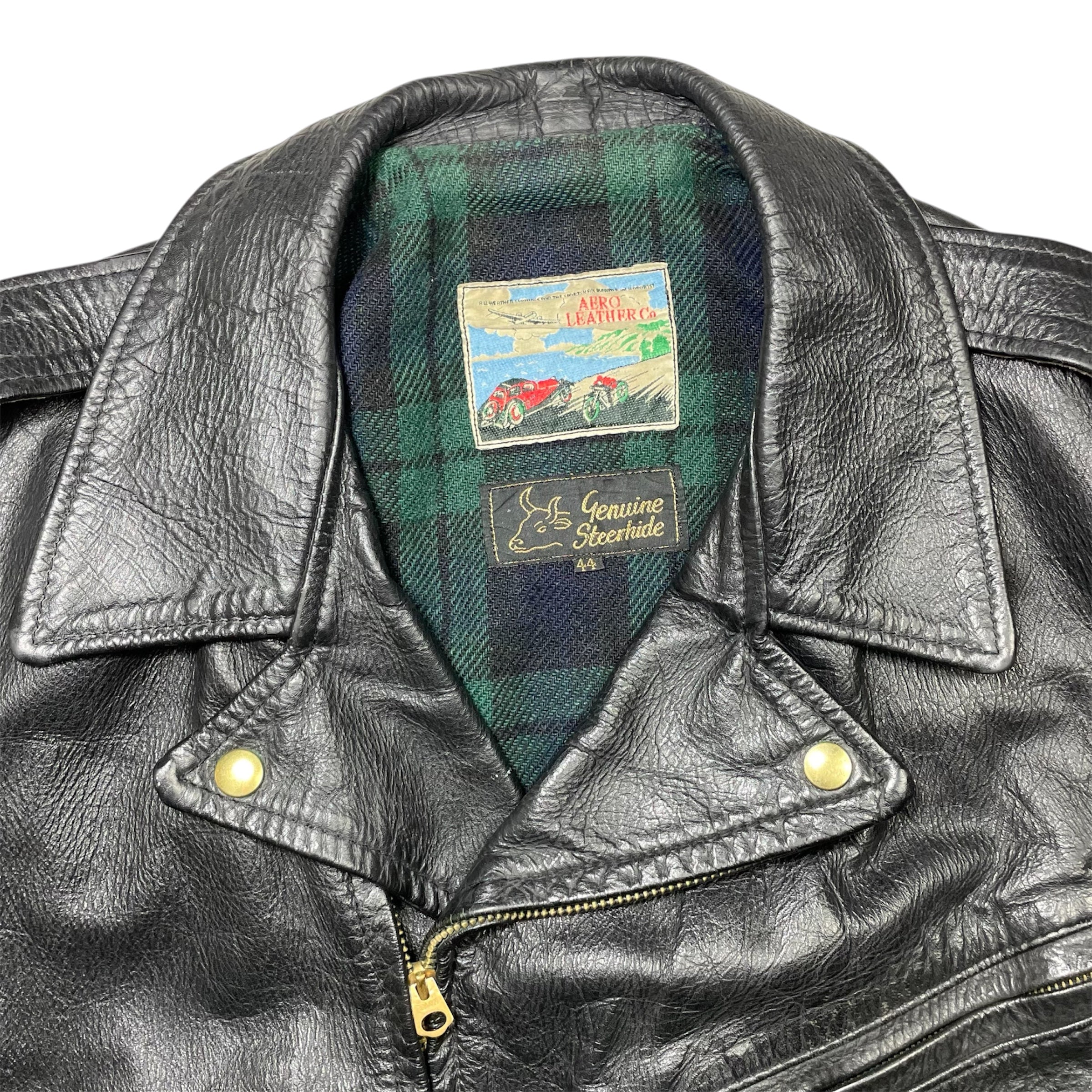 1990s Aero Leather Co Motorcycle Steerhide Leather Jacket - Large