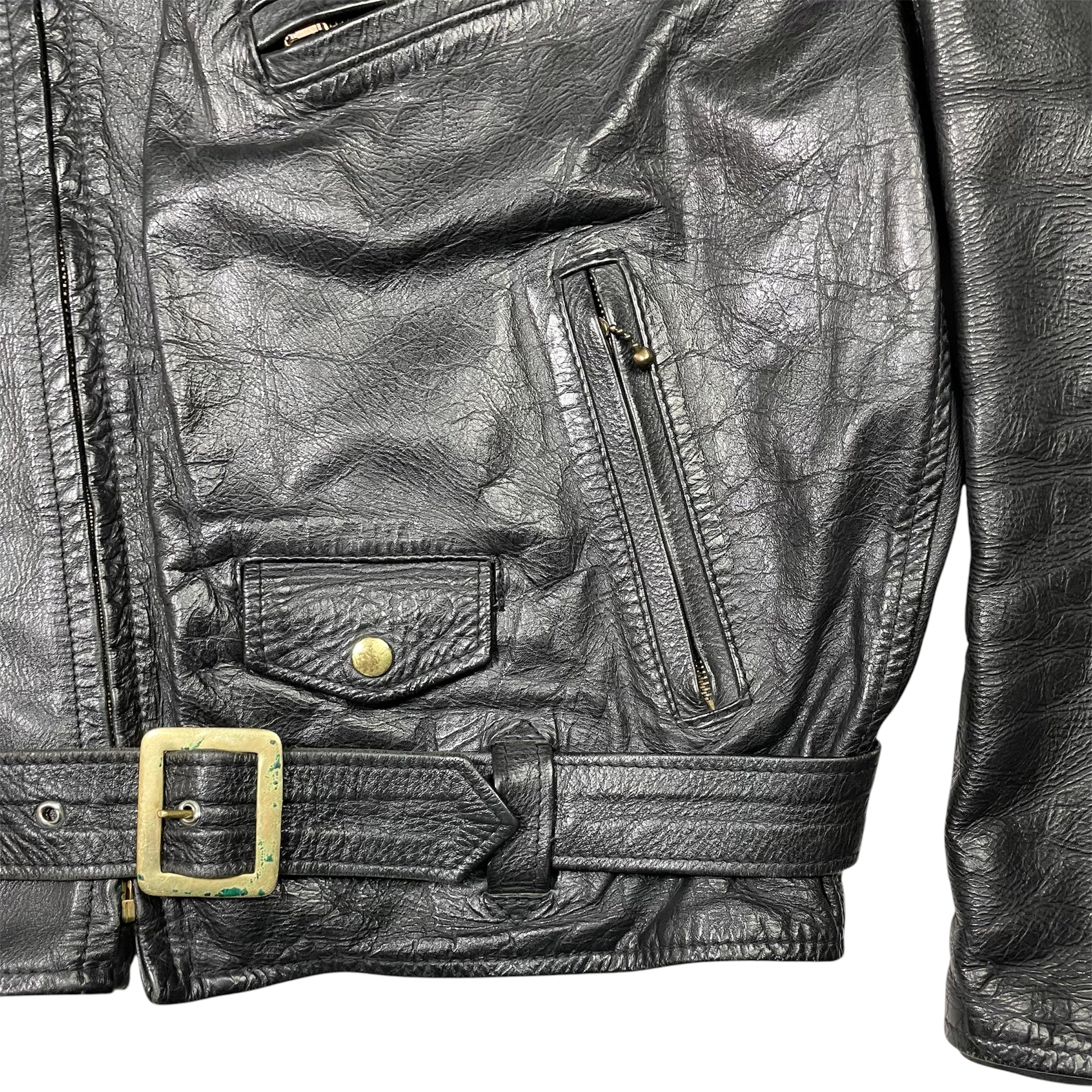 1990s Aero Leather Co Motorcycle Steerhide Leather Jacket - Large