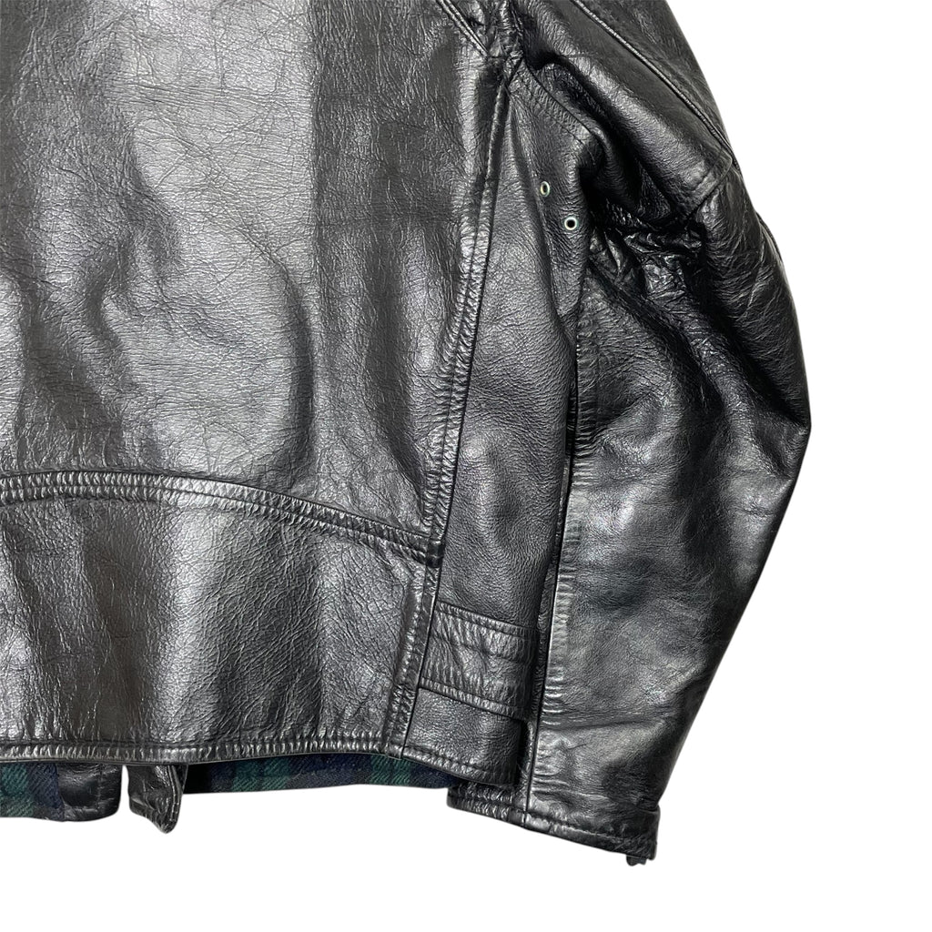1990s Aero Leather Co Motorcycle Steerhide Leather Jacket - Large
