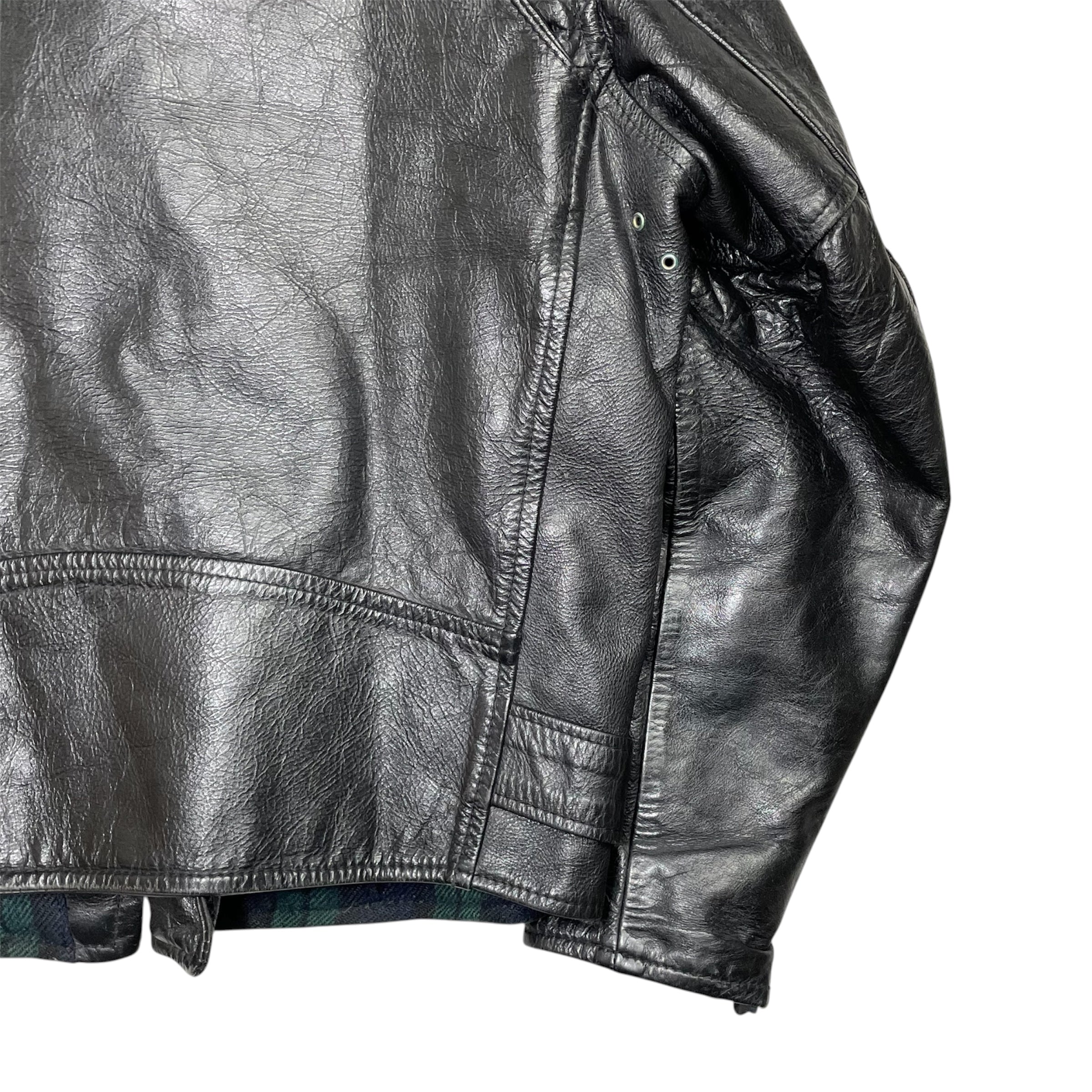 1990s Aero Leather Co Motorcycle Steerhide Leather Jacket - Large
